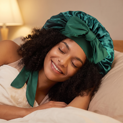 Curl-Safe Bonnet Set — Satin Sleep Bonnet + 3 Scrunchies