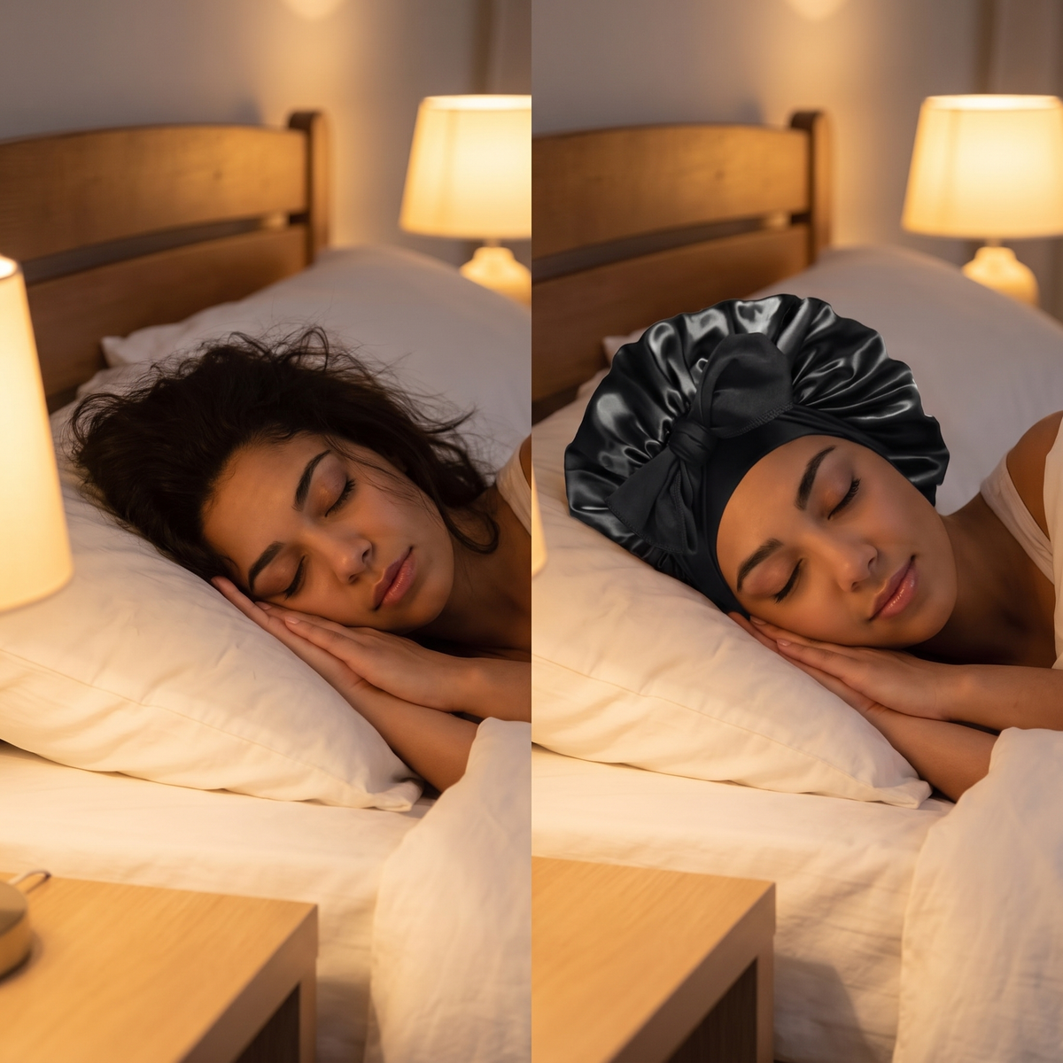 Curl-Safe Bonnet Set — Satin Sleep Bonnet + 3 Scrunchies