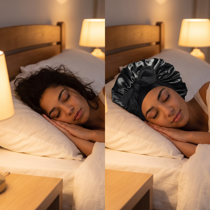 Curl-Safe Bonnet Set — Satin Sleep Bonnet + 3 Scrunchies