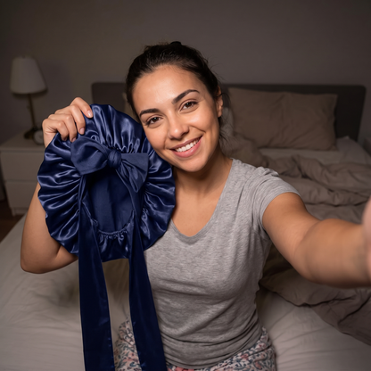 Curl-Safe Bonnet Set — Satin Sleep Bonnet + 3 Scrunchies